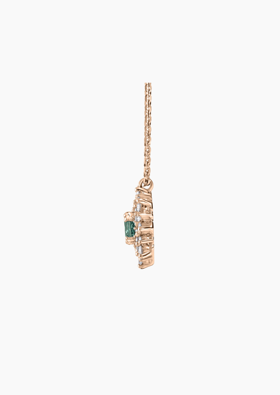Dentelle necklace in rose gold, green sapphire and diamonds