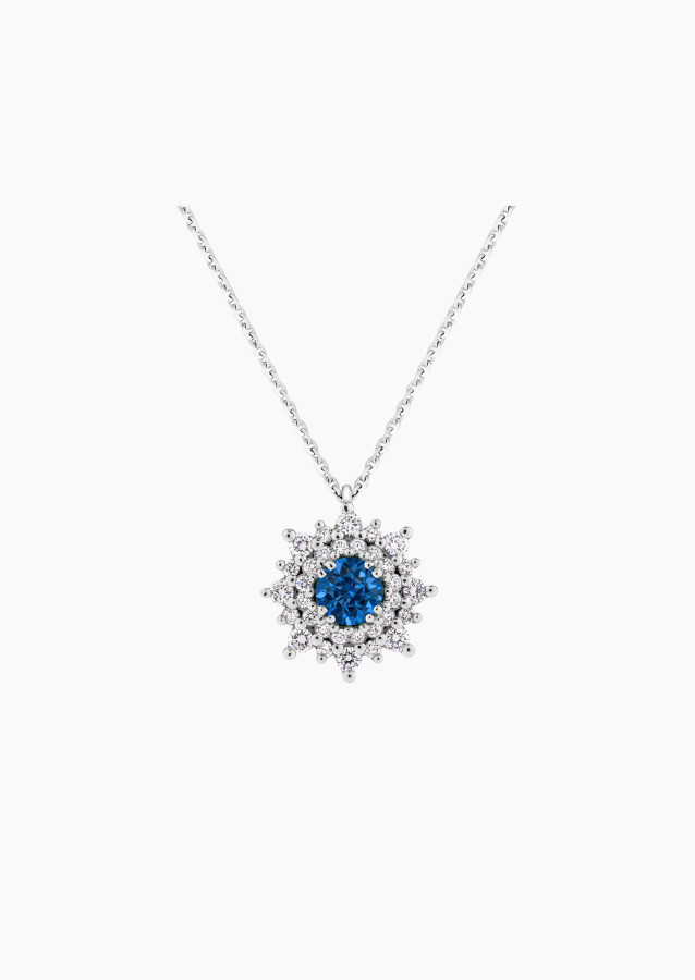 
                                                                                    Dentelle necklace in white gold, sapphire and diamonds
                                                                            