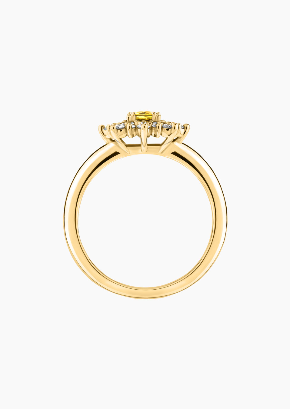 Bague Dentelle en or jaune, saphir jaune et diamants