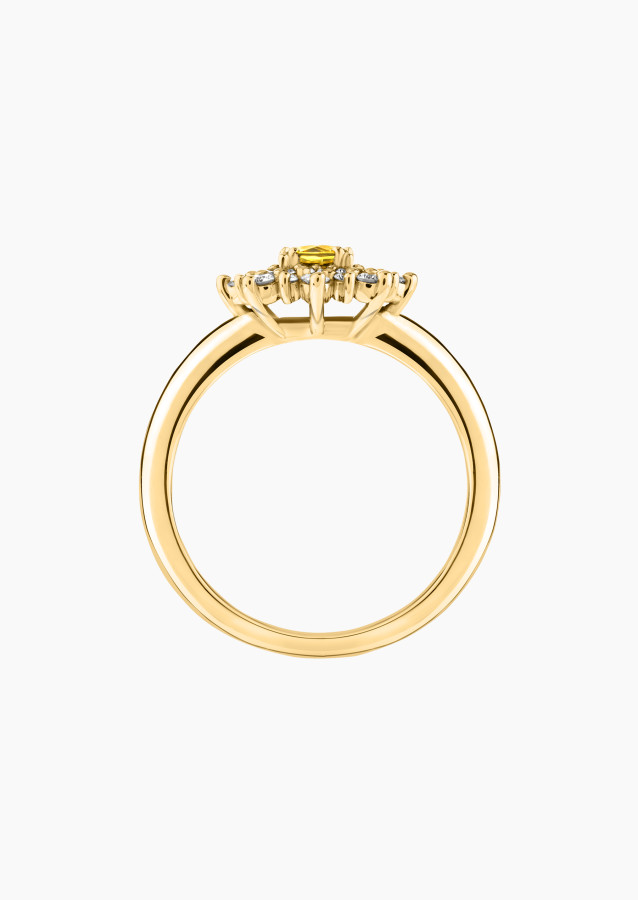 Bague Dentelle en or jaune, saphir jaune et diamants