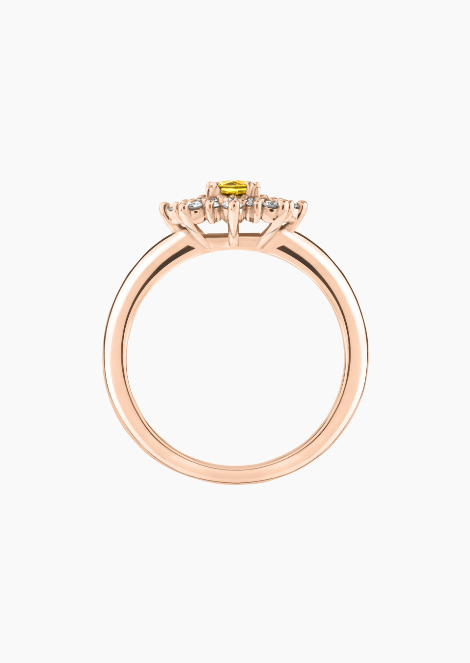 Dentelle ring in rose gold, yellow sapphire and diamonds