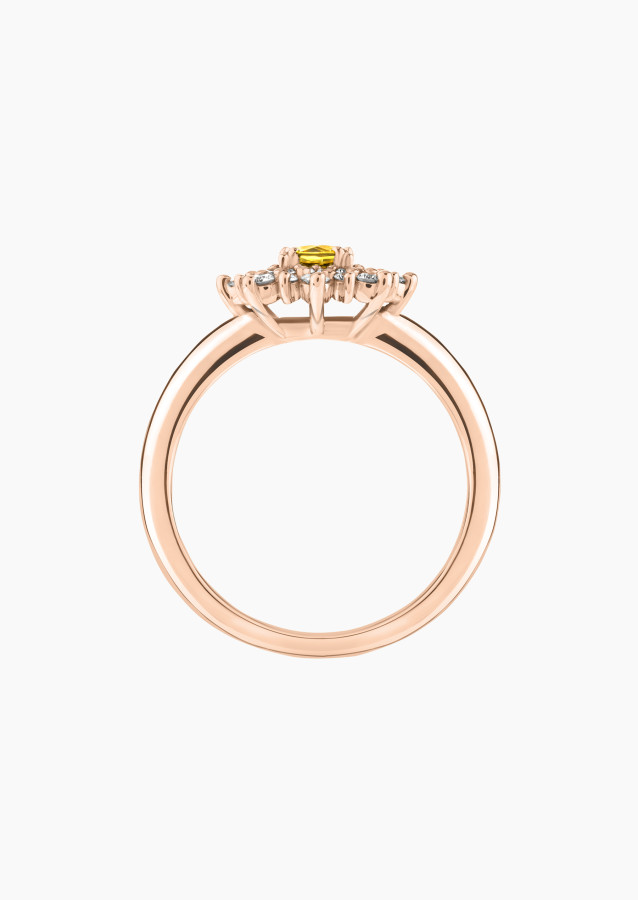 Bague Dentelle en or rose, saphir jaune et diamants