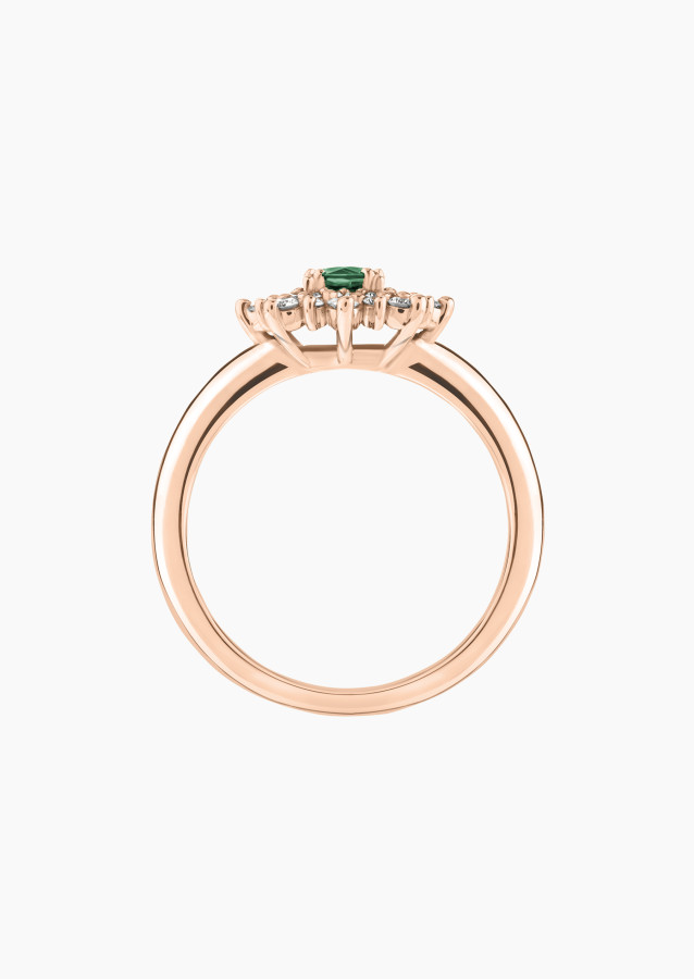Bague Dentelle en or rose, saphir vert et diamants