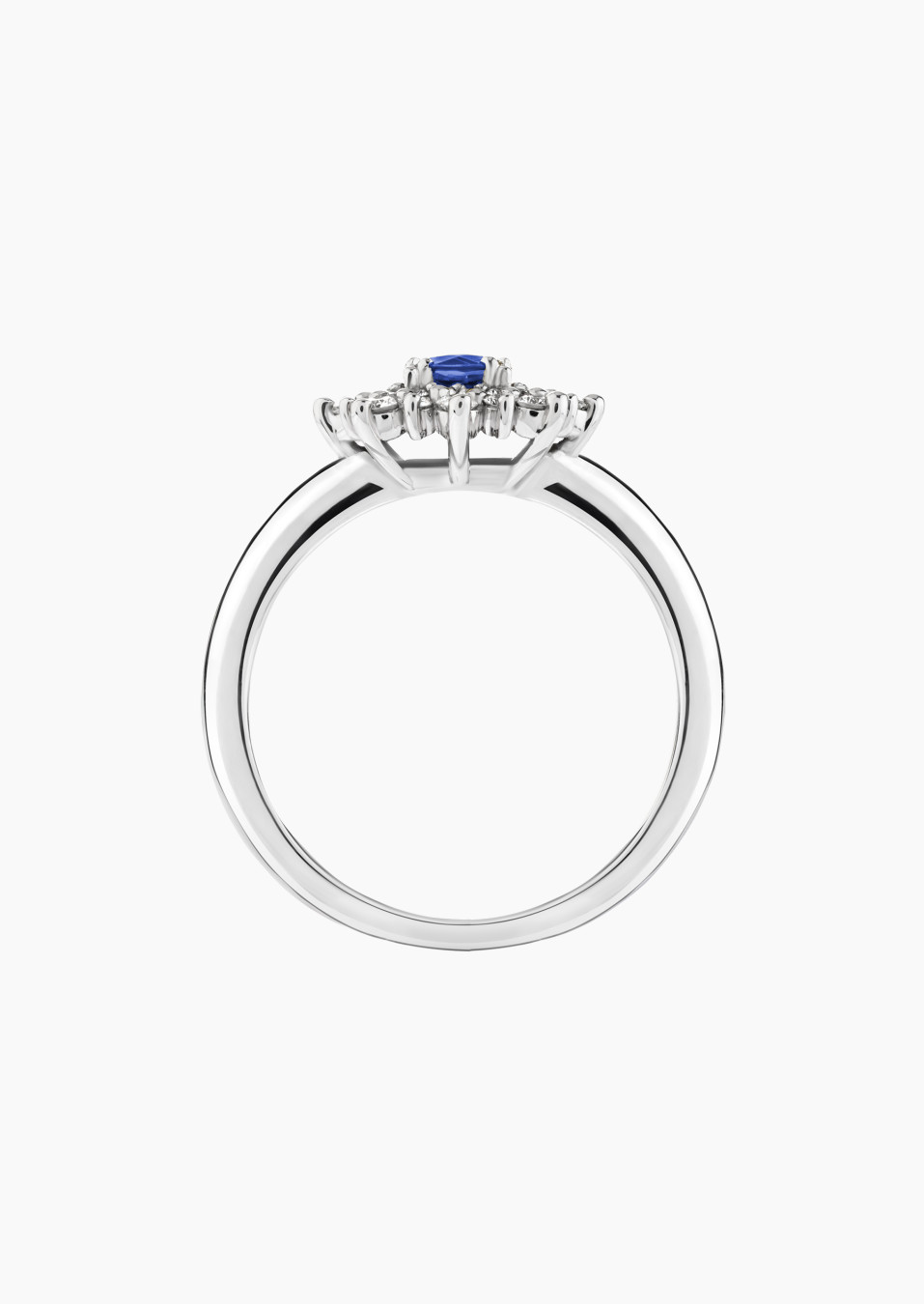 Dentelle ring in white gold, sapphire and diamonds