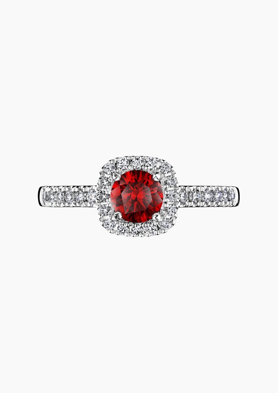 Solitaire Madame Rose en or, rubis et diamants / Lepage