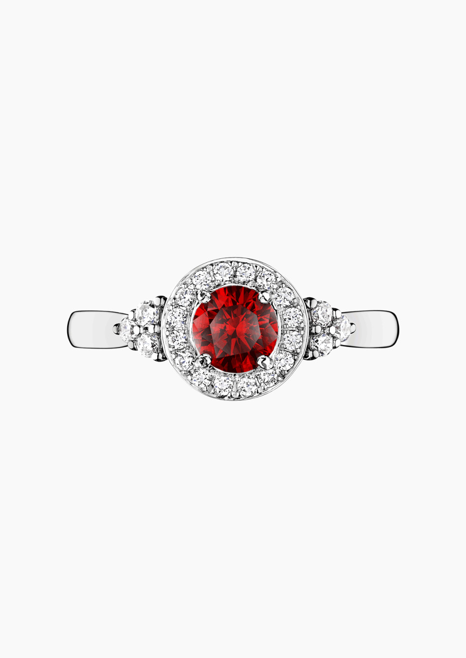 Pompadour solitaire in gold, ruby and diamonds / Lepage