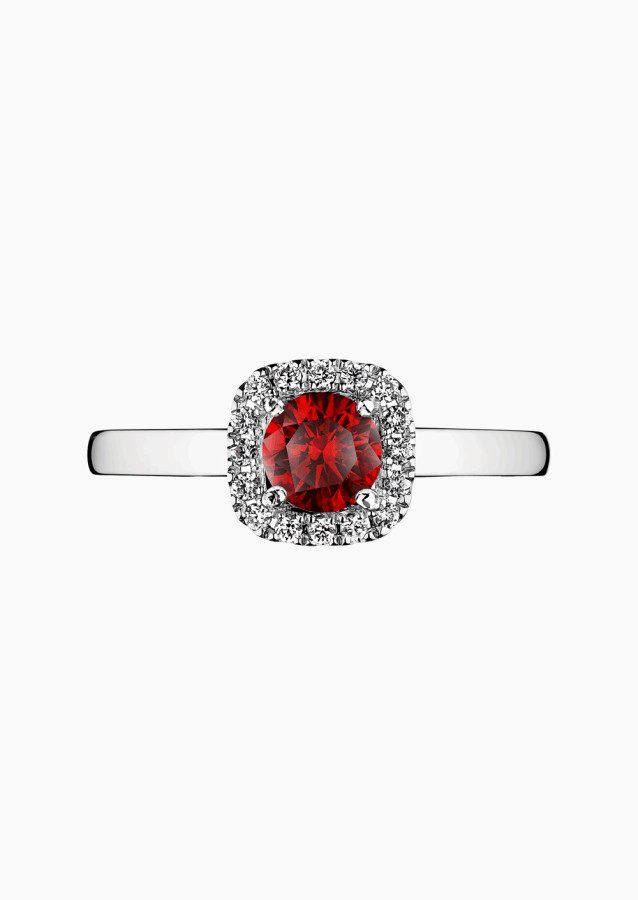Solitaire Jolie-Rose en or, rubis et diamants / Lepage