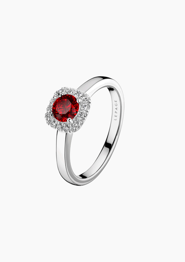 Solitaire Jolie-Rose en or, rubis et diamants / Lepage