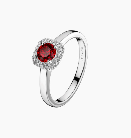 
                                                                                            Solitaire Jolie-Rose en or, rubis et diamants / Lepage
                                                                                    