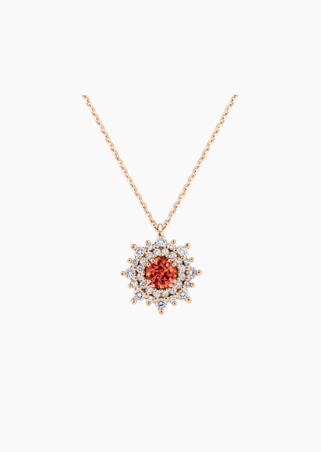 
                                                                                    Dentelle necklace in rose gold, orange sapphire and diamonds
                                                                            