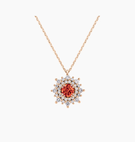 
                                                                                    Dentelle necklace in rose gold, orange sapphire and diamonds
                                                                            