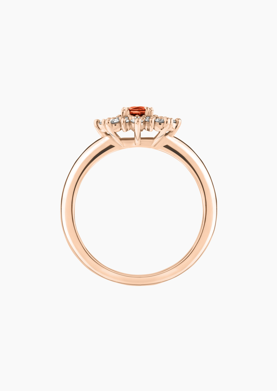 Dentelle ring in rose gold, orange sapphire and diamonds