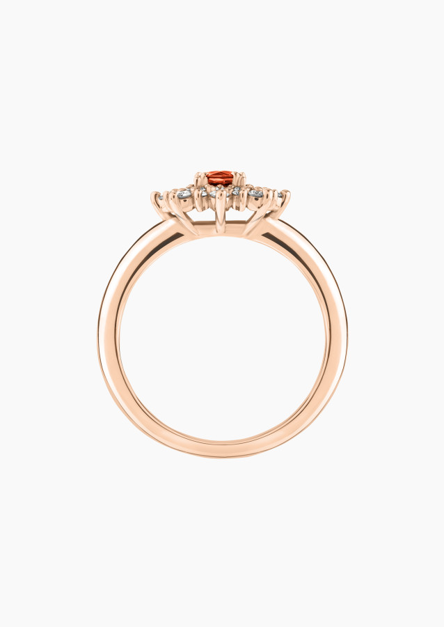 Bague Dentelle en or rose, saphir orange et diamants