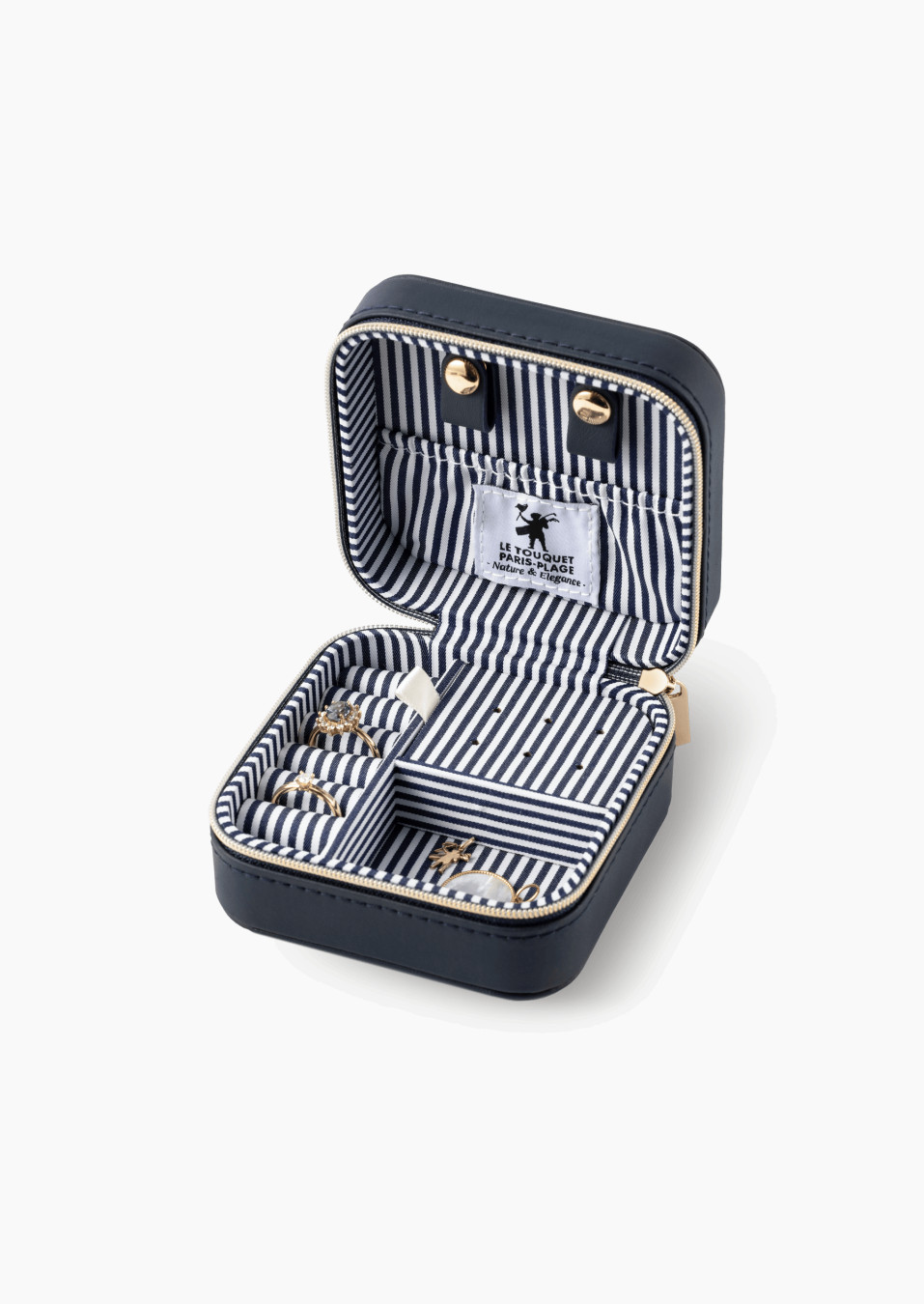 Coffret à bijoux de voyage édition Touquet-Paris-Plage - Bleu et blanc