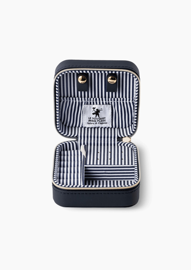 
                                                                                    Travel jewelry case Touquet-Paris-Plage Edition in blue and white | Maison Lepage
                                                                            