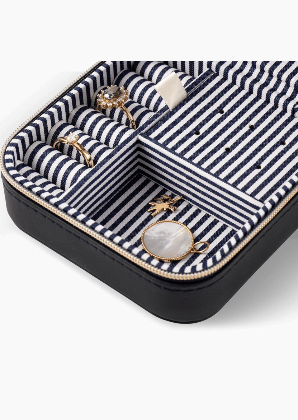 Coffret à bijoux de voyage édition Touquet-Paris-Plage - Bleu et blanc