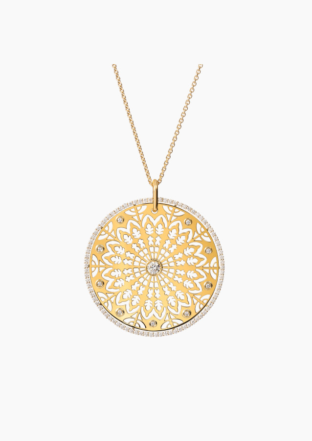Colette Rosace medal in yellow gold and diamonds | Maison Lepage