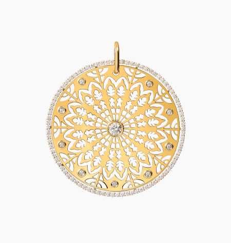 
                                                                                    Colette Rosace medal in yellow gold and diamonds | Maison Lepage
                                                                            