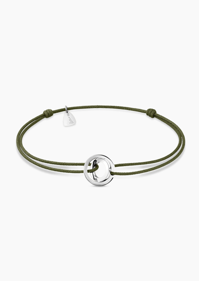 Bracelet Alba cordon kaki en or blanc