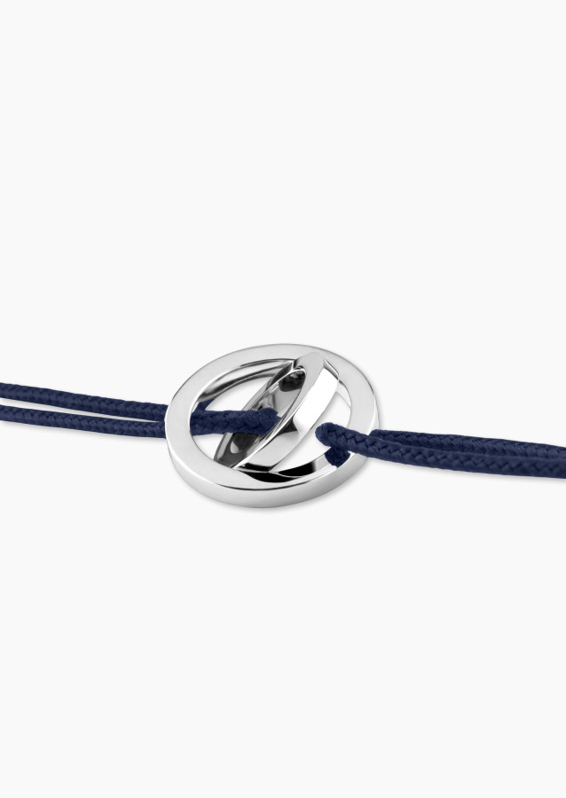 Bracelet Alba cordon bleu marine en or blanc