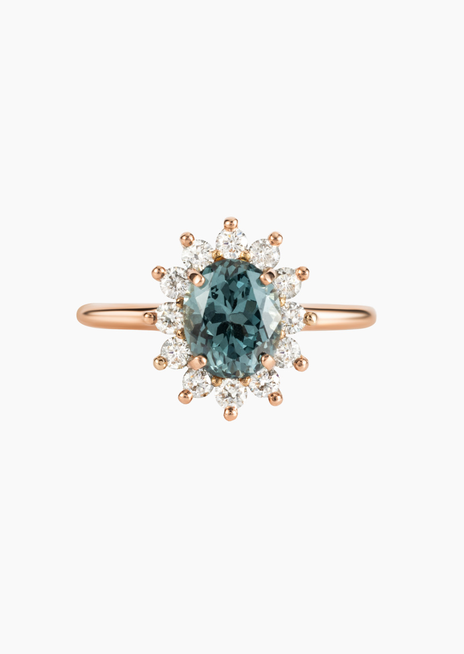 Bague Daisy en or rose, spinelle gris et diamants