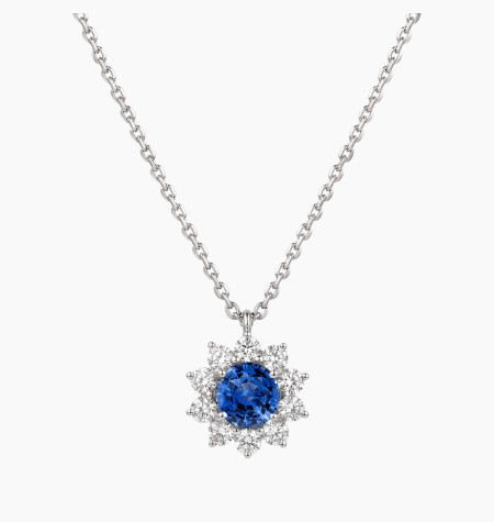 
                                                                                    Collier Marguerite en or, saphir et diamants | Maison Lepage
                                                                            