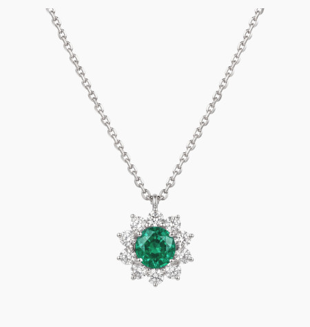 
                                                                                    Collier Marguerite en or, émeraude et diamants | Maison Lepage
                                                                            