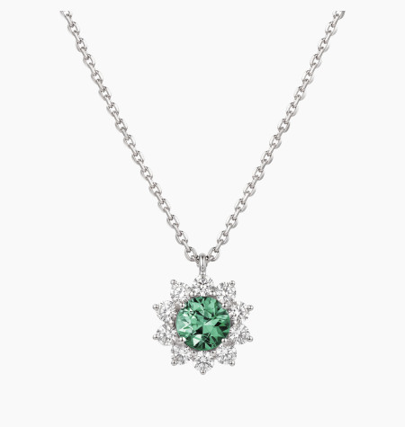 
                                                                                    Collier Marguerite en or, saphir vert et diamants | Maison Lepage
                                                                            