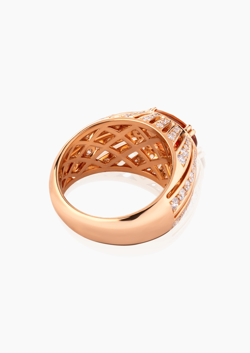 Bague Crépuscule en or rose, saphir orange et  | LEPAGE