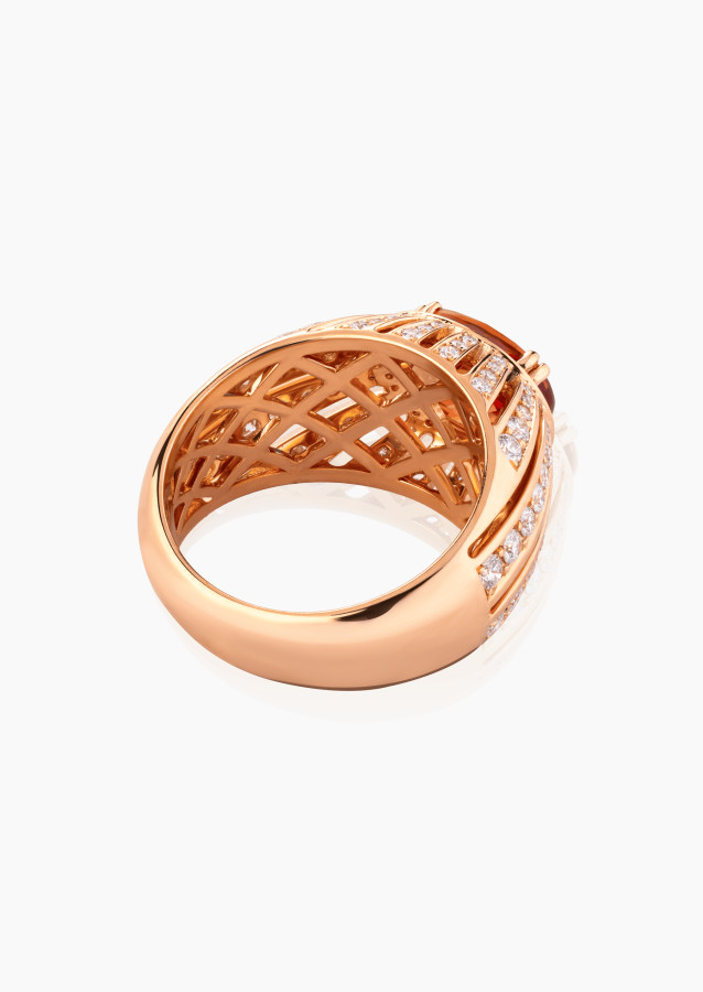 Crépuscule ring in rose gold, orange sapphire and diamonds | LEPAGE