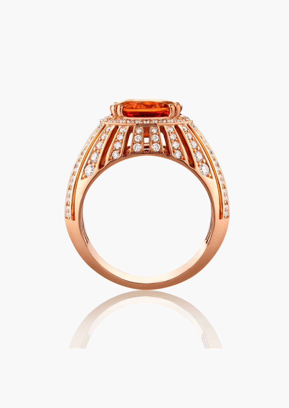 Bague Crépuscule en or rose, saphir orange et  | LEPAGE