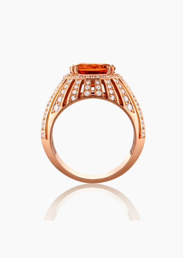 Bague Crépuscule en or rose, saphir orange et  | LEPAGE