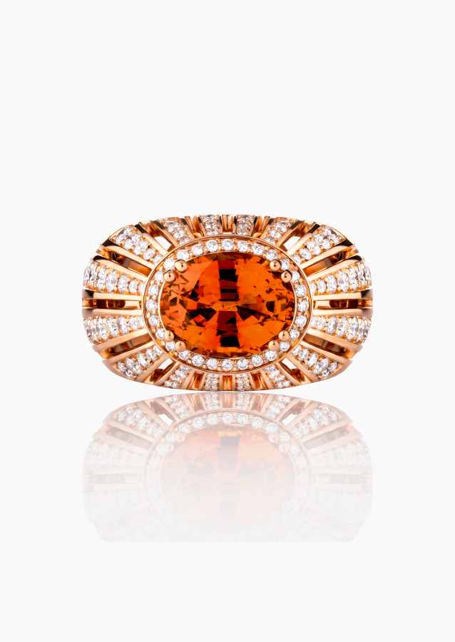 
                                                                                    Bague Crépuscule en or rose, saphir orange et  | LEPAGE
                                                                            