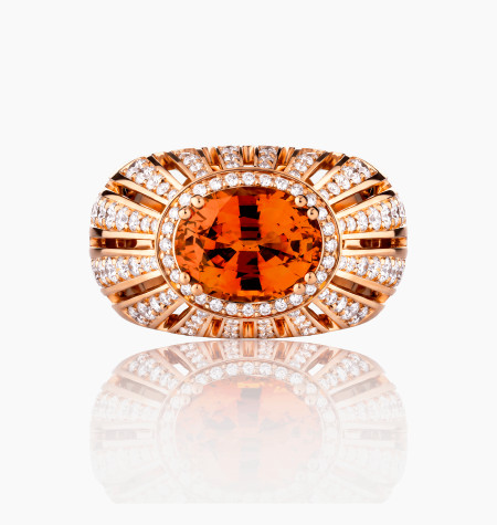 
                                                                                    Bague Crépuscule en or rose, saphir orange et  | LEPAGE
                                                                            
