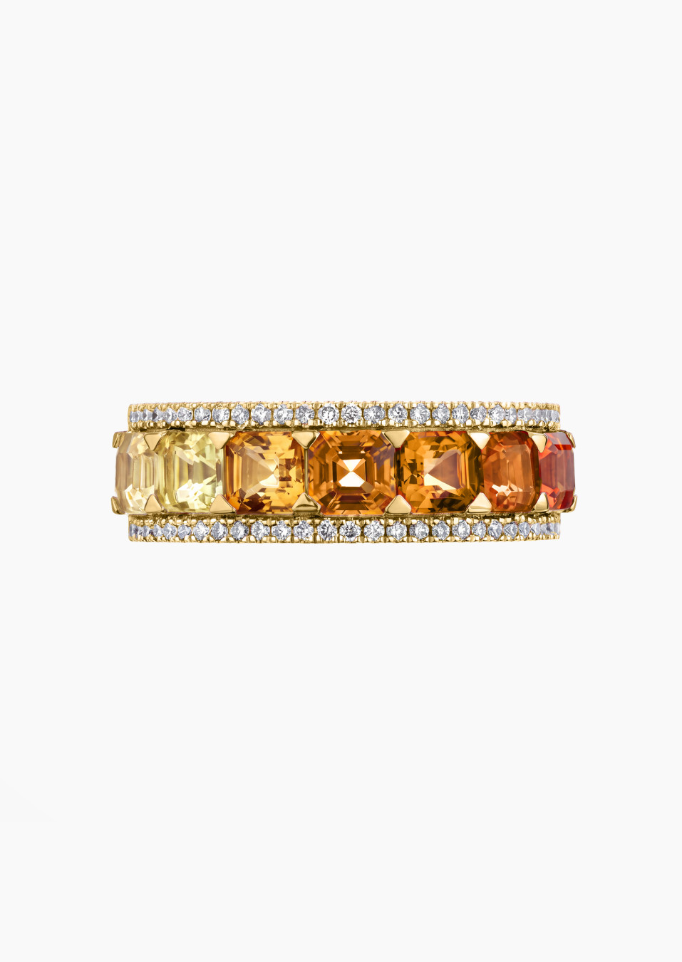 Bague saphirs orange diamants or jaune | Maison Lepage