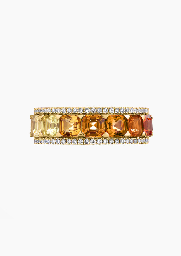 Bague saphirs orange diamants or jaune | Maison Lepage