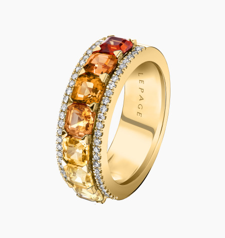 
                                                                                    Bague saphirs orange diamants or jaune | Maison Lepage
                                                                            