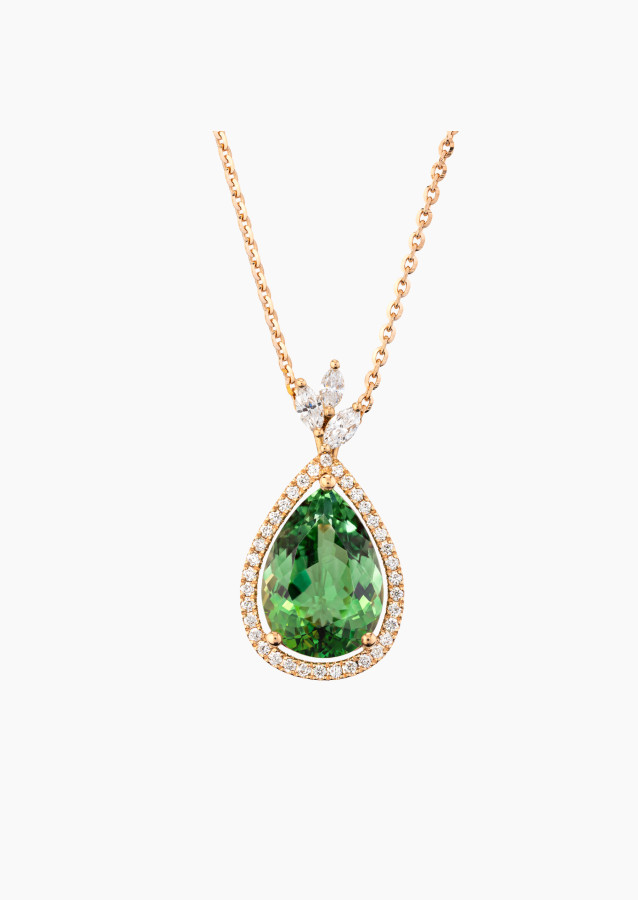 
                                                                                    Collier tourmaline verte poire or rose | Maison Lepage
                                                                            