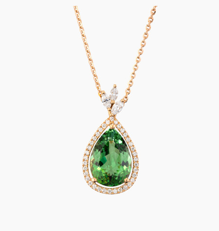 
                                                                                    Collier tourmaline verte poire or rose | Maison Lepage
                                                                            