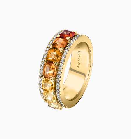 
                                                                                    Bague saphirs orange diamants or jaune | Maison Lepage
                                                                            