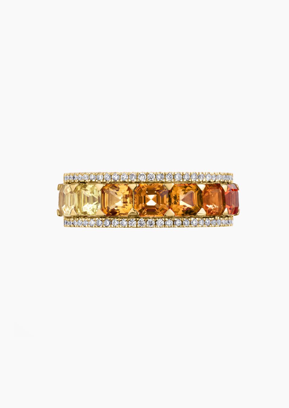 Orange sapphire diamond ring, yellow gold | Maison Lepage