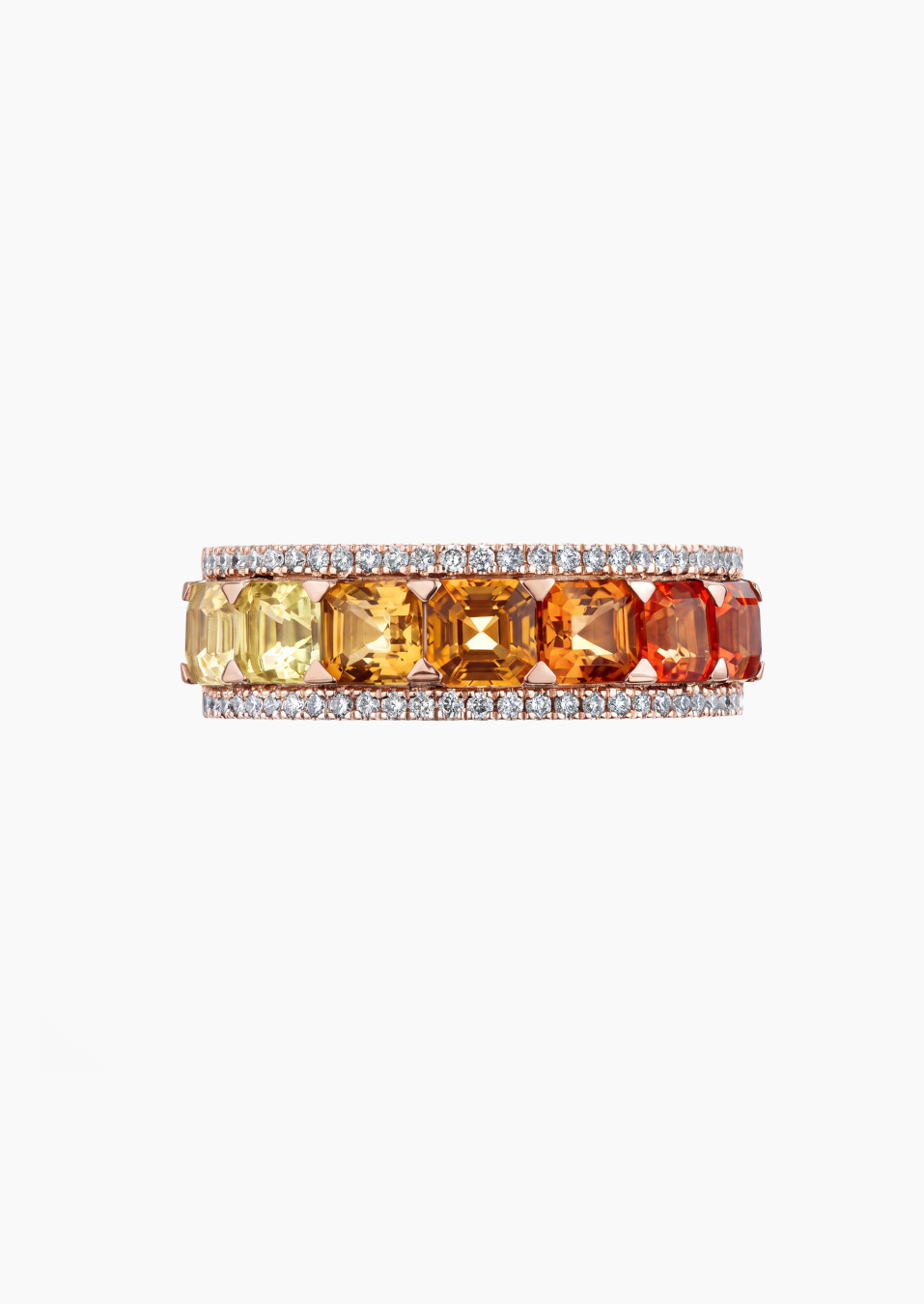 Orange sapphire gradient ring, rose gold | Maison Lepage