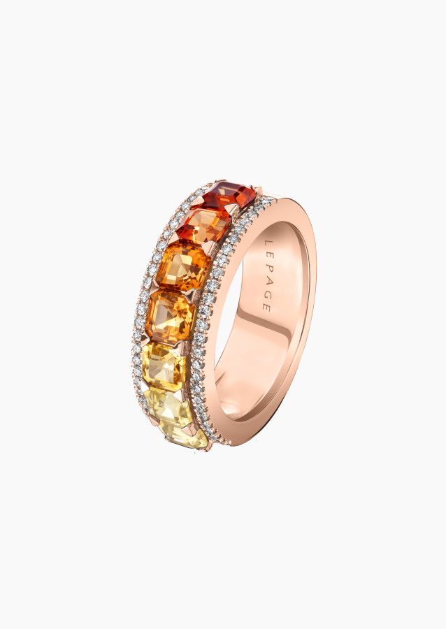 
                                                                                    Orange sapphire gradient ring, rose gold | Maison Lepage
                                                                            