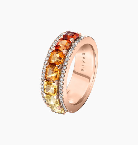 
                                                                                    Orange sapphire gradient ring, rose gold | Maison Lepage
                                                                            
