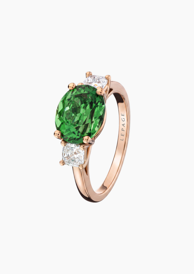 
                                                                                    Bague tourmaline verte ovale or rose | Maison Lepage
                                                                            