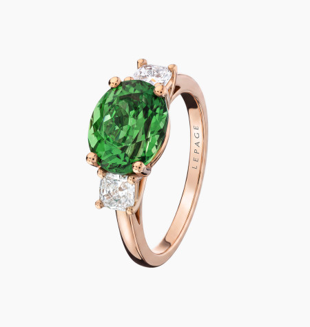 
                                                                                    Bague tourmaline verte ovale or rose | Maison Lepage
                                                                            