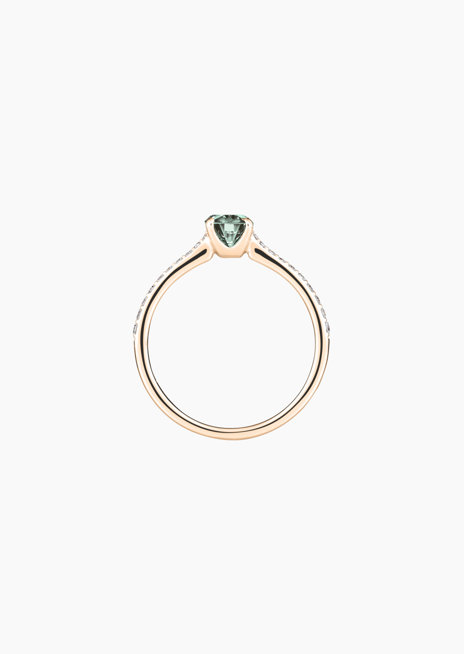 Demoiselle solitaire ring - Green sapphire and diamonds