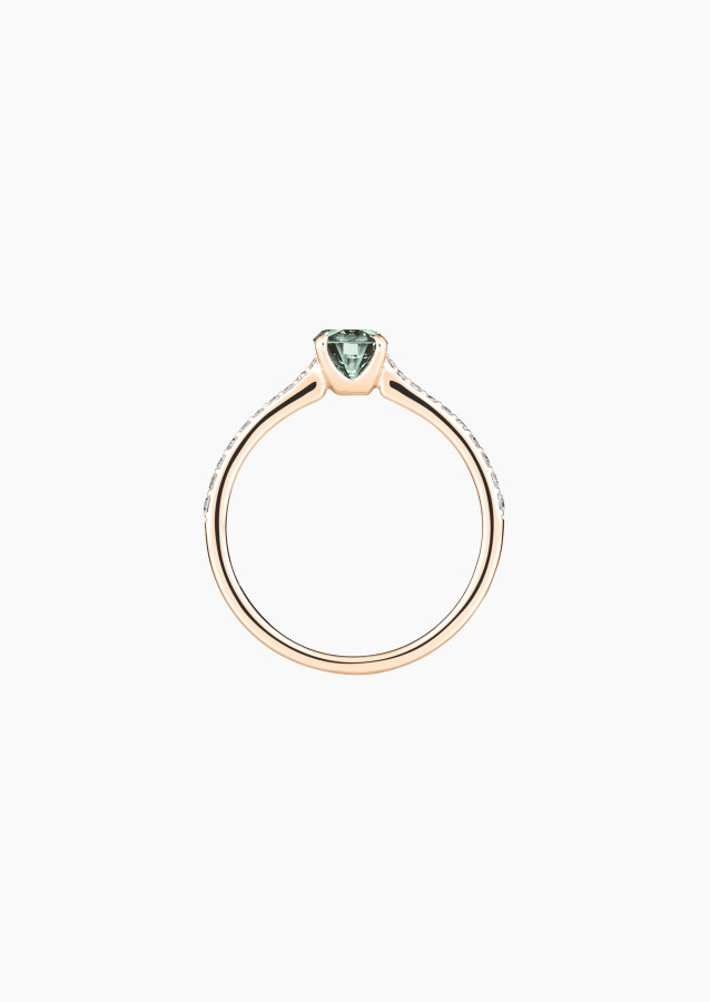 Demoiselle solitaire ring - Green sapphire and diamonds