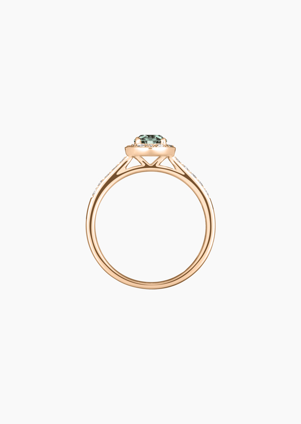 Coquette solitaire ring - Green sapphire and diamonds