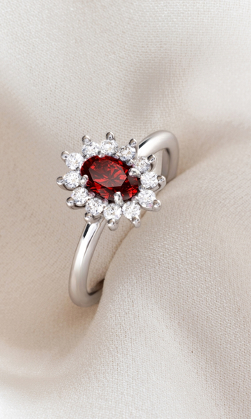 bague daisy en or et rubis